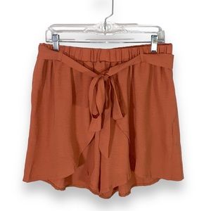 SHEIN Curve Mauve Tulip Hem Shorts Size 1XL High Rise Elastic Tie Waist